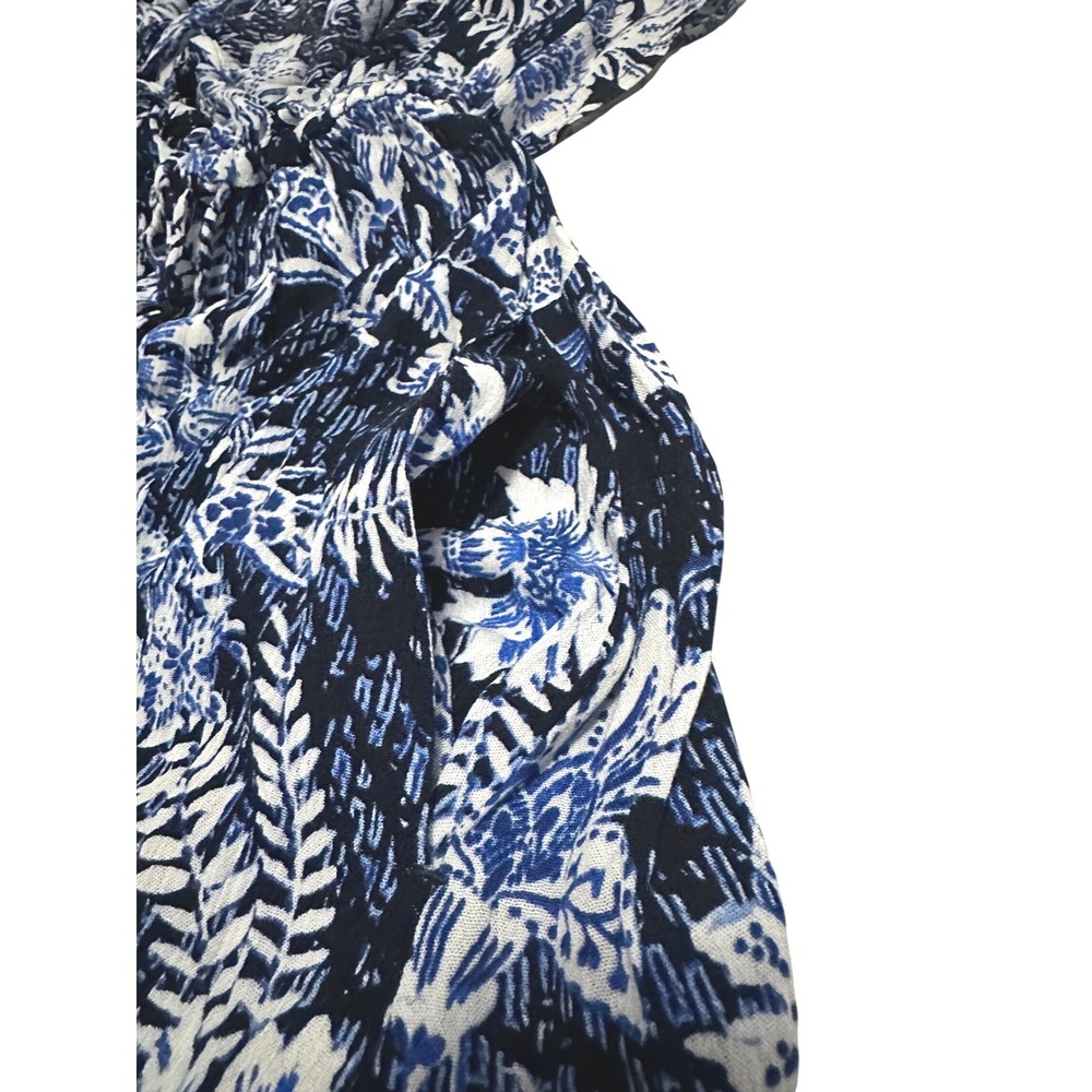 Torrid Cinch Waist Kimono Blue White Floral Plus Size 1/2 Crinkle Gauze Flowy - Picture 6 of 8